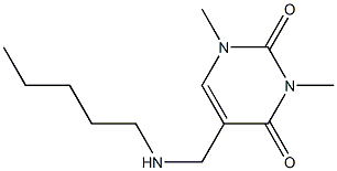 1,3-dimethyl-5-[(pentylamino)methyl]-1,2,3,4-tetrahydropyrimidine-2,4-dione Struktur