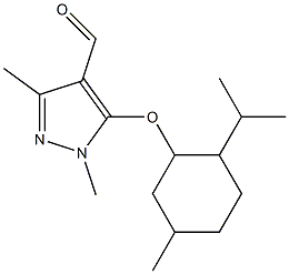 1,3-dimethyl-5-{[5-methyl-2-(propan-2-yl)cyclohexyl]oxy}-1H-pyrazole-4-carbaldehyde Struktur