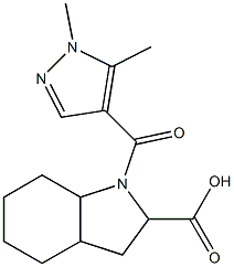 1-[(1,5-dimethyl-1H-pyrazol-4-yl)carbonyl]-octahydro-1H-indole-2-carboxylic acid Struktur