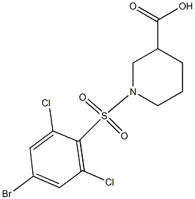 1-[(4-bromo-2,6-dichlorobenzene)sulfonyl]piperidine-3-carboxylic acid Struktur