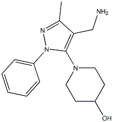 1-[4-(aminomethyl)-3-methyl-1-phenyl-1H-pyrazol-5-yl]piperidin-4-ol Struktur