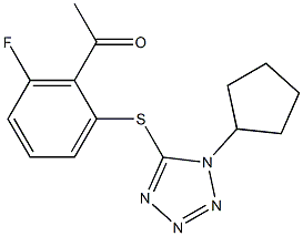 1-{2-[(1-cyclopentyl-1H-1,2,3,4-tetrazol-5-yl)sulfanyl]-6-fluorophenyl}ethan-1-one Struktur