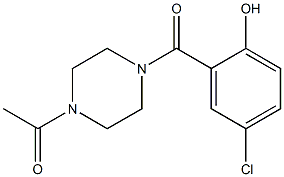 1-{4-[(5-chloro-2-hydroxyphenyl)carbonyl]piperazin-1-yl}ethan-1-one Struktur