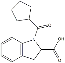 1-cyclopentanecarbonyl-2,3-dihydro-1H-indole-2-carboxylic acid Struktur