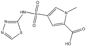 1-methyl-4-(1,3,4-thiadiazol-2-ylsulfamoyl)-1H-pyrrole-2-carboxylic acid Struktur