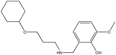 2-({[3-(cyclohexyloxy)propyl]amino}methyl)-6-methoxyphenol Struktur