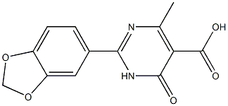 2-(1,3-benzodioxol-5-yl)-4-methyl-6-oxo-1,6-dihydropyrimidine-5-carboxylic acid Struktur