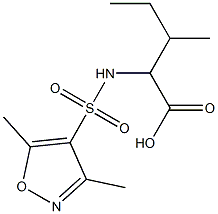 2-[(3,5-dimethyl-1,2-oxazole-4-)sulfonamido]-3-methylpentanoic acid Struktur