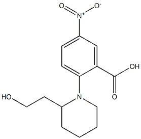 2-[2-(2-hydroxyethyl)piperidin-1-yl]-5-nitrobenzoic acid Struktur