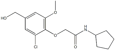 2-[2-chloro-4-(hydroxymethyl)-6-methoxyphenoxy]-N-cyclopentylacetamide Struktur