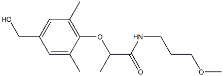 2-[4-(hydroxymethyl)-2,6-dimethylphenoxy]-N-(3-methoxypropyl)propanamide Struktur