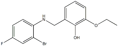 2-{[(2-bromo-4-fluorophenyl)amino]methyl}-6-ethoxyphenol Struktur