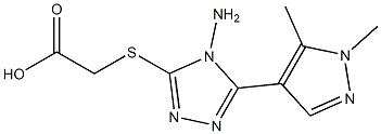 2-{[4-amino-5-(1,5-dimethyl-1H-pyrazol-4-yl)-4H-1,2,4-triazol-3-yl]sulfanyl}acetic acid Struktur