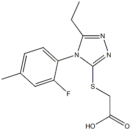 2-{[5-ethyl-4-(2-fluoro-4-methylphenyl)-4H-1,2,4-triazol-3-yl]sulfanyl}acetic acid Struktur