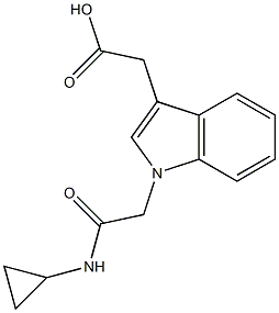 2-{1-[(cyclopropylcarbamoyl)methyl]-1H-indol-3-yl}acetic acid Struktur