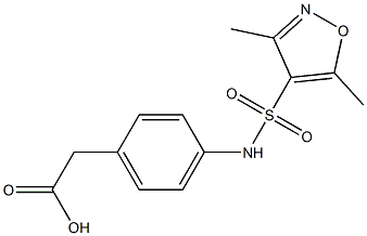 2-{4-[(3,5-dimethyl-1,2-oxazole-4-)sulfonamido]phenyl}acetic acid Struktur