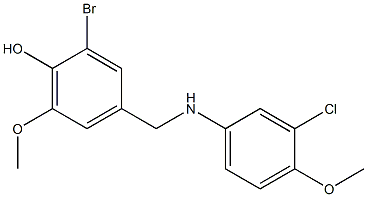 2-bromo-4-{[(3-chloro-4-methoxyphenyl)amino]methyl}-6-methoxyphenol Struktur