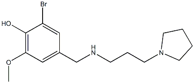 2-bromo-6-methoxy-4-({[3-(pyrrolidin-1-yl)propyl]amino}methyl)phenol Struktur