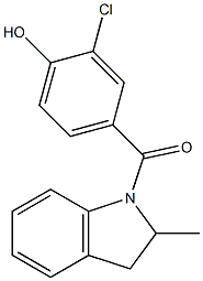 2-chloro-4-[(2-methyl-2,3-dihydro-1H-indol-1-yl)carbonyl]phenol Struktur