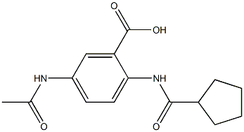 2-cyclopentaneamido-5-acetamidobenzoic acid Struktur