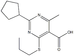 2-cyclopentyl-4-methyl-6-(propylthio)pyrimidine-5-carboxylic acid Struktur