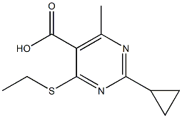 2-cyclopropyl-4-(ethylthio)-6-methylpyrimidine-5-carboxylic acid Struktur