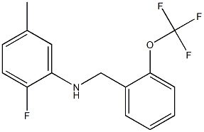 2-fluoro-5-methyl-N-{[2-(trifluoromethoxy)phenyl]methyl}aniline Struktur