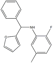 2-fluoro-N-[furan-2-yl(phenyl)methyl]-5-methylaniline Struktur