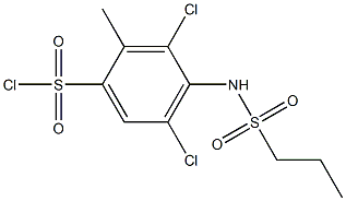 3,5-dichloro-2-methyl-4-(propane-1-sulfonamido)benzene-1-sulfonyl chloride Struktur