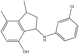 3-[(3-chlorophenyl)amino]-1,7-dimethyl-2,3-dihydro-1H-inden-4-ol Struktur