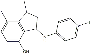 3-[(4-iodophenyl)amino]-1,7-dimethyl-2,3-dihydro-1H-inden-4-ol Struktur