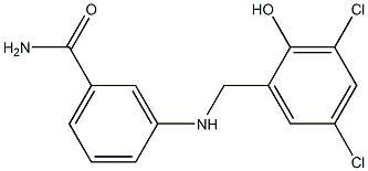 3-{[(3,5-dichloro-2-hydroxyphenyl)methyl]amino}benzamide Struktur