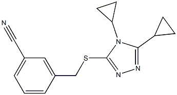 3-{[(4,5-dicyclopropyl-4H-1,2,4-triazol-3-yl)sulfanyl]methyl}benzonitrile Struktur