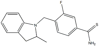 3-fluoro-4-[(2-methyl-2,3-dihydro-1H-indol-1-yl)methyl]benzene-1-carbothioamide Struktur