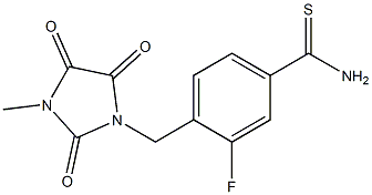 3-fluoro-4-[(3-methyl-2,4,5-trioxoimidazolidin-1-yl)methyl]benzene-1-carbothioamide Struktur