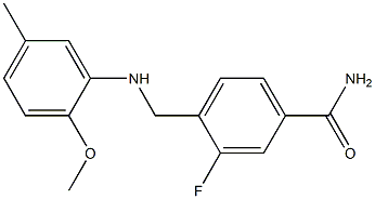 3-fluoro-4-{[(2-methoxy-5-methylphenyl)amino]methyl}benzamide Struktur