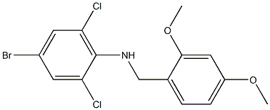 4-bromo-2,6-dichloro-N-[(2,4-dimethoxyphenyl)methyl]aniline Struktur