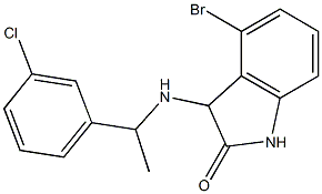 4-bromo-3-{[1-(3-chlorophenyl)ethyl]amino}-2,3-dihydro-1H-indol-2-one Struktur