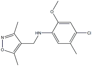 4-chloro-N-[(3,5-dimethyl-1,2-oxazol-4-yl)methyl]-2-methoxy-5-methylaniline Struktur