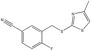 4-fluoro-3-{[(4-methyl-1,3-thiazol-2-yl)sulfanyl]methyl}benzonitrile Struktur