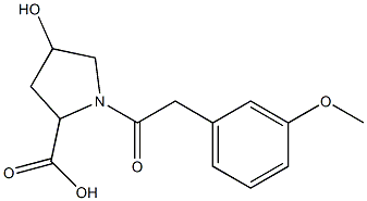 4-hydroxy-1-[2-(3-methoxyphenyl)acetyl]pyrrolidine-2-carboxylic acid Struktur