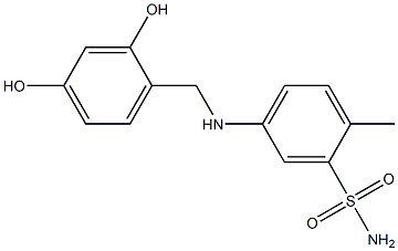 5-{[(2,4-dihydroxyphenyl)methyl]amino}-2-methylbenzene-1-sulfonamide Struktur