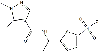 5-{1-[(1,5-dimethyl-1H-pyrazol-4-yl)formamido]ethyl}thiophene-2-sulfonyl chloride Struktur