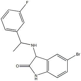 5-bromo-3-{[1-(3-fluorophenyl)ethyl]amino}-2,3-dihydro-1H-indol-2-one Struktur