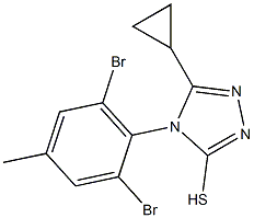 5-cyclopropyl-4-(2,6-dibromo-4-methylphenyl)-4H-1,2,4-triazole-3-thiol Struktur