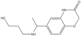 6-{1-[(3-hydroxypropyl)amino]ethyl}-3,4-dihydro-2H-1,4-benzoxazin-3-one Struktur