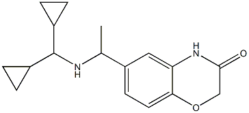 6-{1-[(dicyclopropylmethyl)amino]ethyl}-3,4-dihydro-2H-1,4-benzoxazin-3-one Struktur