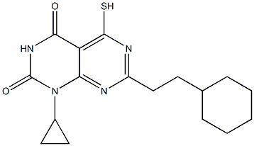 7-(2-cyclohexylethyl)-1-cyclopropyl-5-mercaptopyrimido[4,5-d]pyrimidine-2,4(1H,3H)-dione Struktur