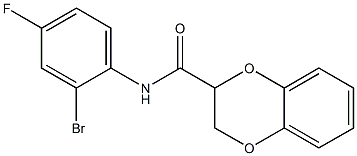 N-(2-bromo-4-fluorophenyl)-2,3-dihydro-1,4-benzodioxine-2-carboxamide Struktur