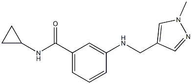 N-cyclopropyl-3-{[(1-methyl-1H-pyrazol-4-yl)methyl]amino}benzamide Struktur